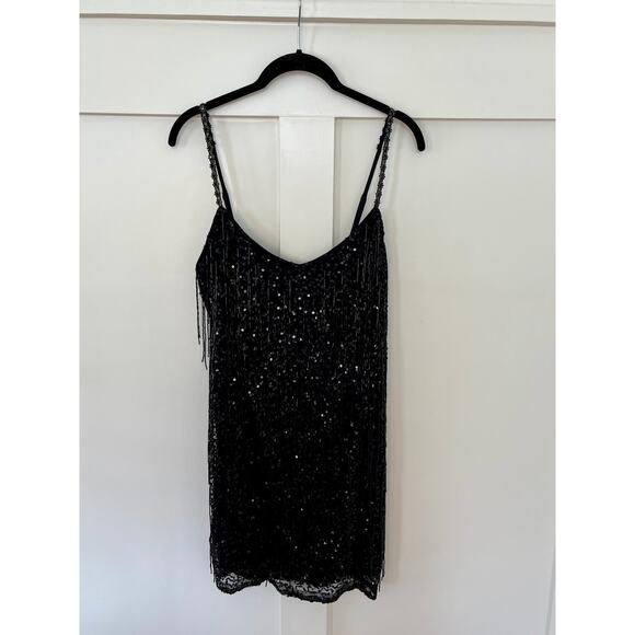 NEW NWT Show Me Your Mumu Sparks Fly Mini Dress Black Beaded Fringe Size Small - Picture 2 of 4
